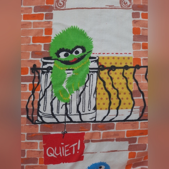 Vintage 70s Sesame Street Apartment Building Twin Flat Sheet 66" x 94" - Picture 10 of 12
